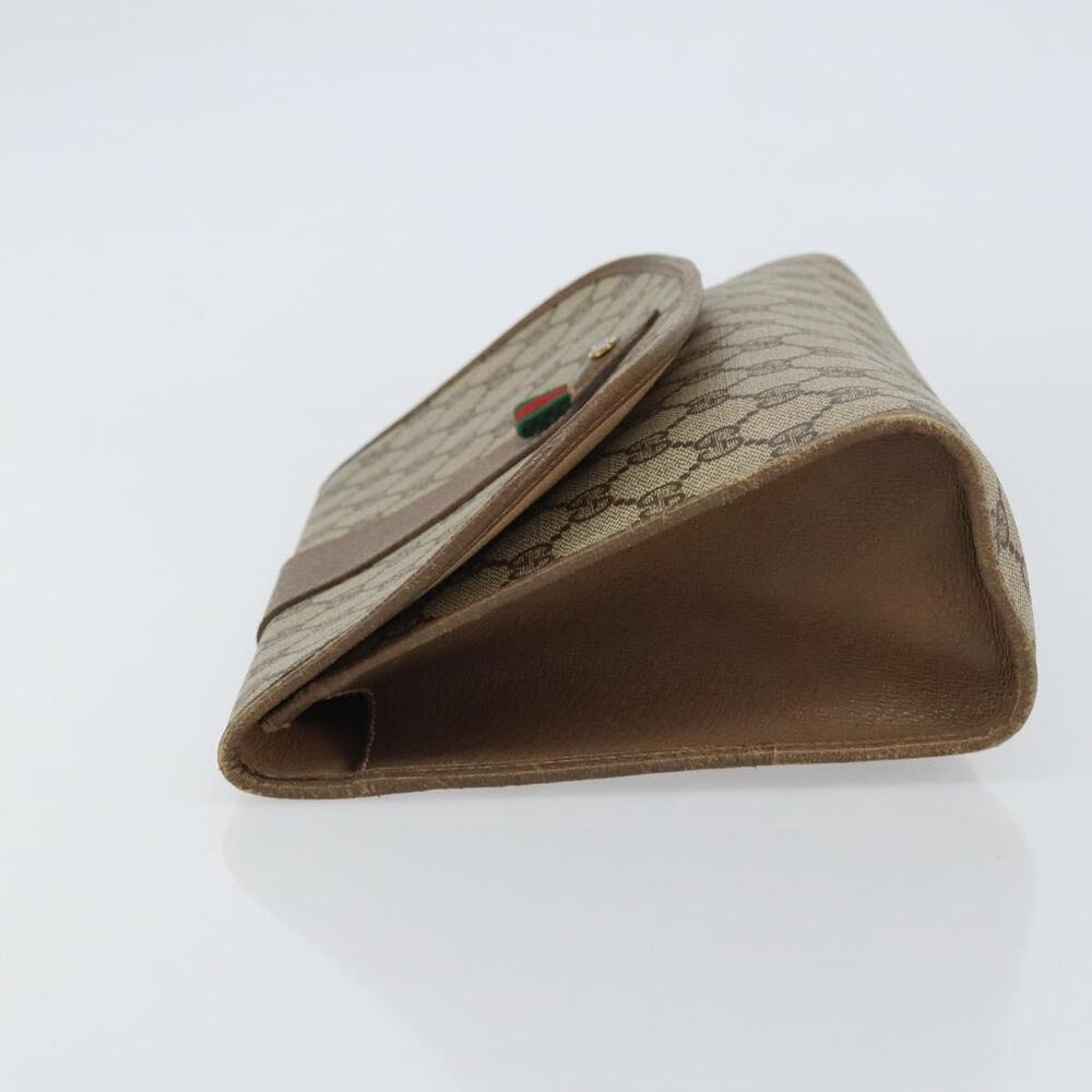 GUCCI GG Supreme Web Sherry Line Clutch Bag PVC Beige Gold 89 01 031 Auth 156430 - Picture 4 of 16